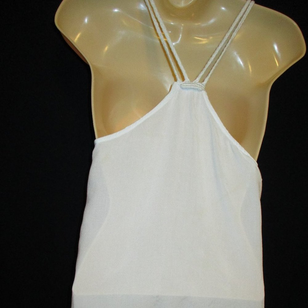 Dizzy Lizzy White Macrame Fringes Halter Top - Picture 9 of 12